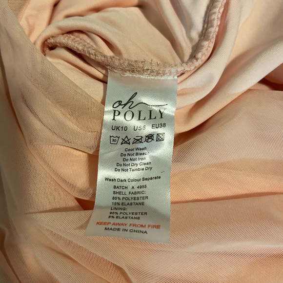 Oh Polly “Cherish Me”  Midi Women’s Dress with Mesh Overlay & Ruche Size 6 - Picture 4 of 10